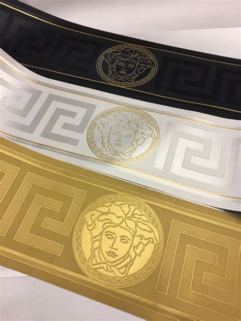 vinylbordüre versace greco farbe gold|Silver / Gold Greek Key Wallpaper Border .